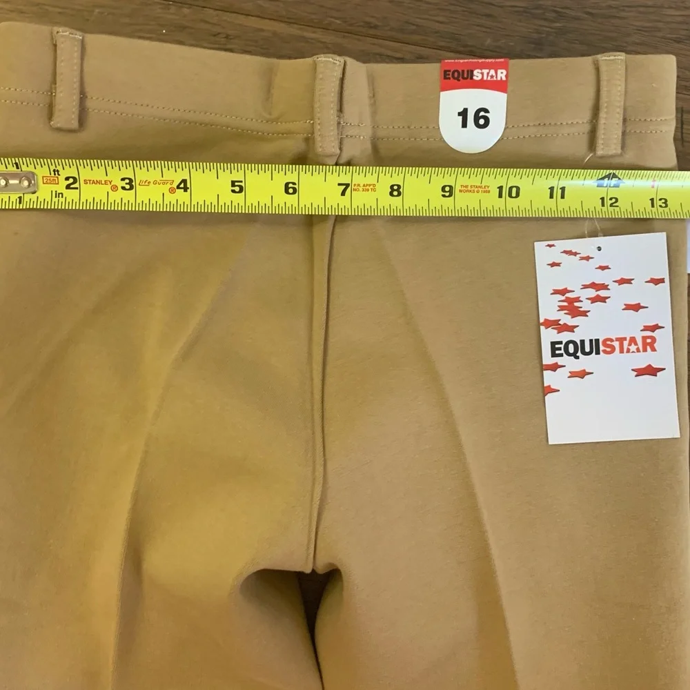 Equistar Tan Riding Breeches Size 16 NWT Knee Patch English Riding Pants - Picture 5 of 11